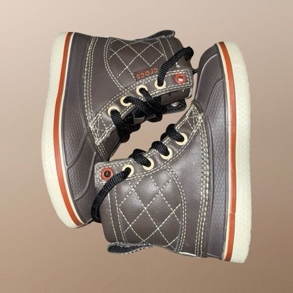 NWOB Little Kids AllCast Expresso Crocband Duck Boots Size C9 - Picture 4 of 8